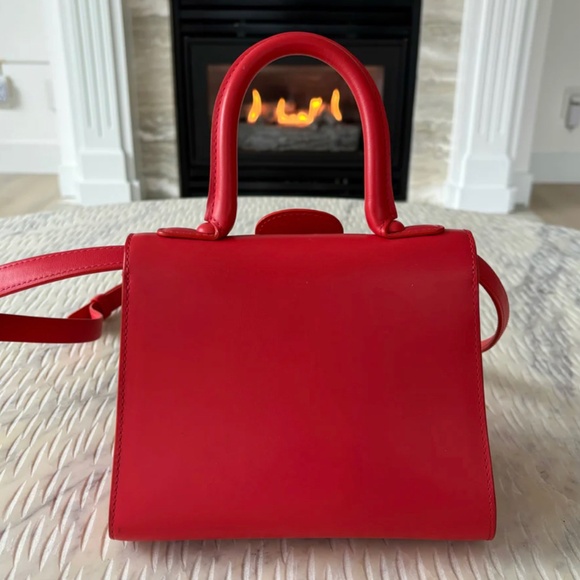 Authentic Delvaux Box Calfskin Mini Brilliant Satchel Red - Picture 5 of 16